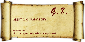 Gyurik Karion névjegykártya